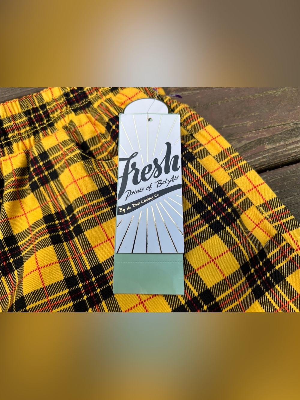 Drill Clothing Co. Fresh Prints of Bel-Air Stretch Twill Yellow Plaid Shorts|XL - Picture 6 of 14